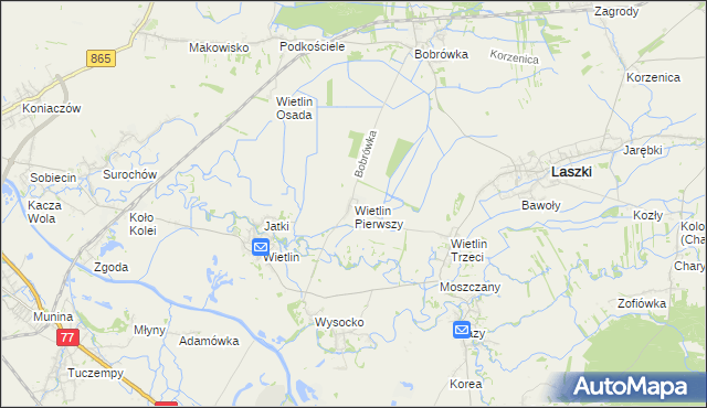 mapa Wietlin Pierwszy, Wietlin Pierwszy na mapie Targeo