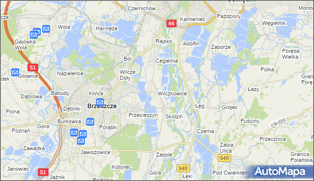 mapa Wilczkowice gmina Brzeszcze, Wilczkowice gmina Brzeszcze na mapie Targeo