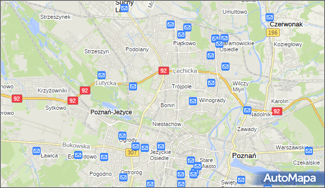 mapa Winiary gmina Poznań, Winiary gmina Poznań na mapie Targeo