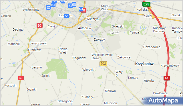 mapa Wojciechowice Duże, Wojciechowice Duże na mapie Targeo