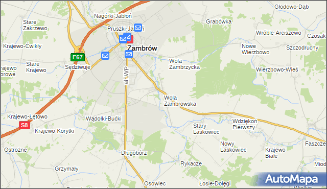 mapa Wola Zambrowska, Wola Zambrowska na mapie Targeo