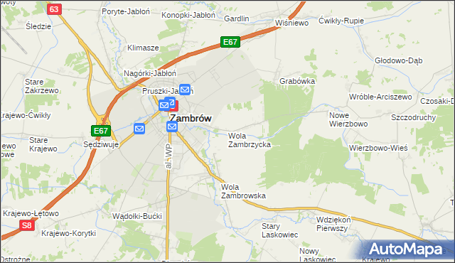 mapa Wola Zambrzycka, Wola Zambrzycka na mapie Targeo