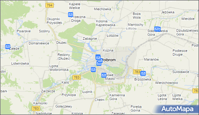 mapa Wolbrom, Wolbrom na mapie Targeo