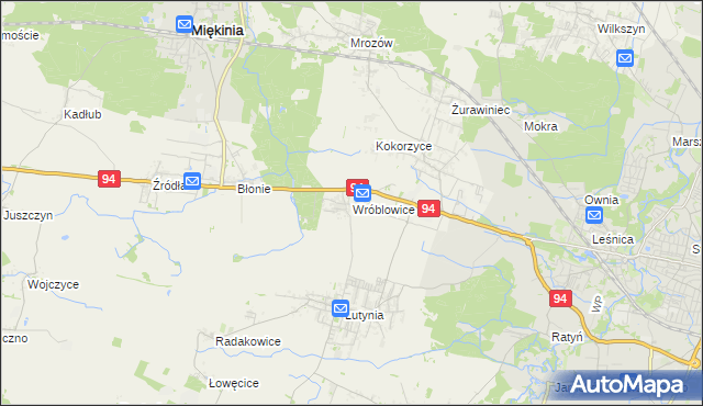 mapa Wróblowice gmina Miękinia, Wróblowice gmina Miękinia na mapie Targeo