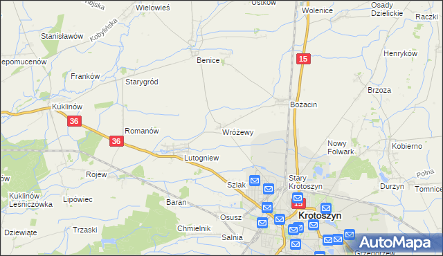 mapa Wróżewy, Wróżewy na mapie Targeo