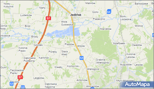 mapa Wsola, Wsola na mapie Targeo