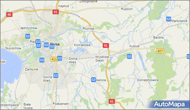 mapa Wyszków Śląski, Wyszków Śląski na mapie Targeo
