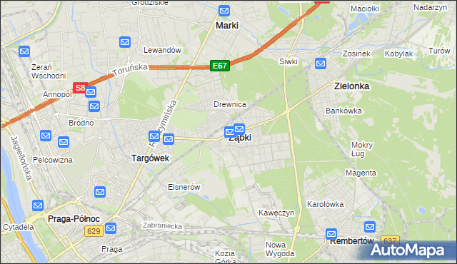 mapa Ząbki powiat wołomiński, Ząbki powiat wołomiński na mapie Targeo