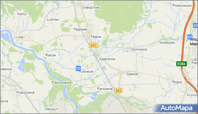 mapa Zajączków gmina Oborniki Śląskie, Zajączków gmina Oborniki Śląskie na mapie Targeo