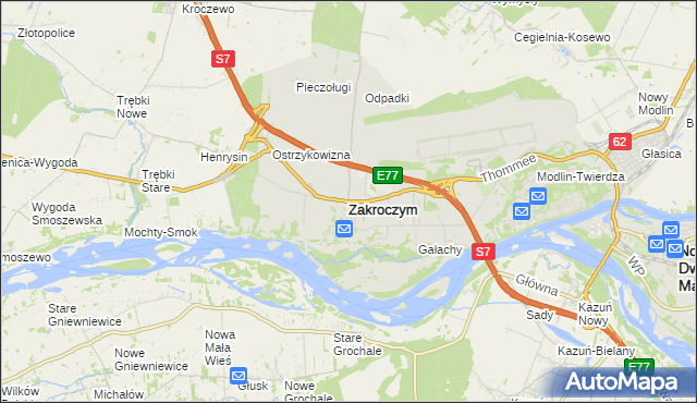 mapa Zakroczym, Zakroczym na mapie Targeo