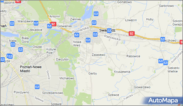 mapa Zalasewo, Zalasewo na mapie Targeo