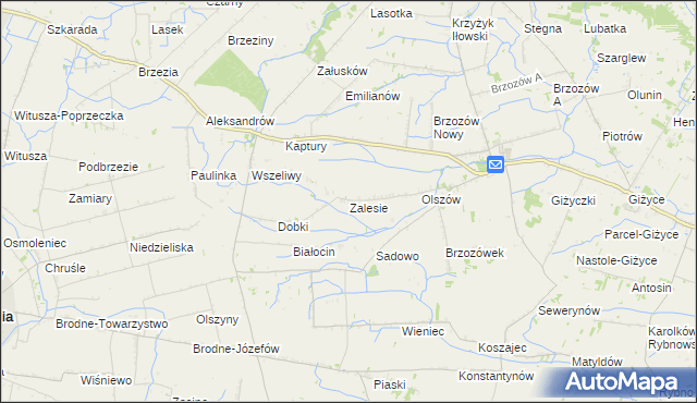 mapa Zalesie gmina Iłów, Zalesie gmina Iłów na mapie Targeo