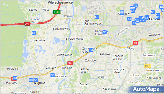 mapa Zbylitowska Góra, Zbylitowska Góra na mapie Targeo
