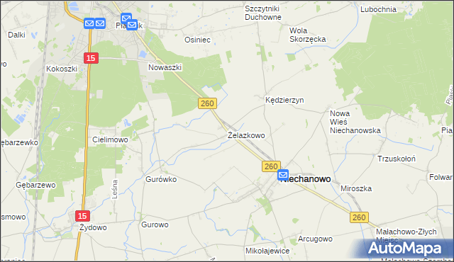 mapa Żelazkowo gmina Niechanowo, Żelazkowo gmina Niechanowo na mapie Targeo