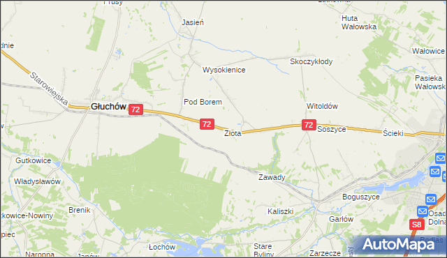 mapa Złota gmina Głuchów, Złota gmina Głuchów na mapie Targeo