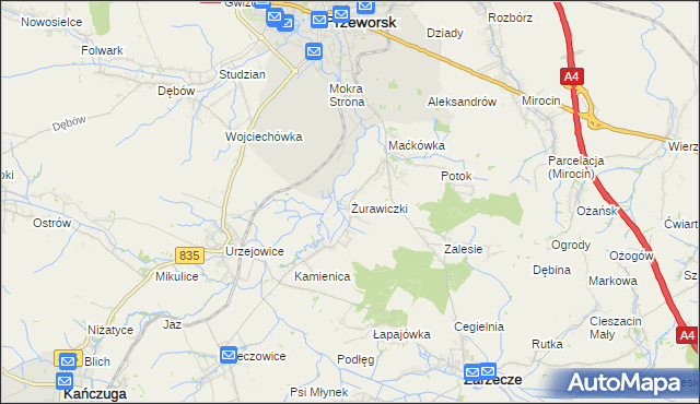 mapa Żurawiczki, Żurawiczki na mapie Targeo