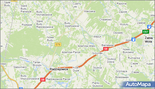 mapa Adamów-Wieś, Adamów-Wieś na mapie Targeo