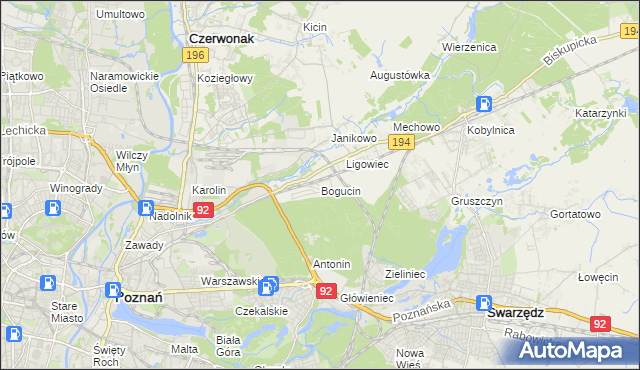 mapa Bogucin gmina Swarzędz, Bogucin gmina Swarzędz na mapie Targeo