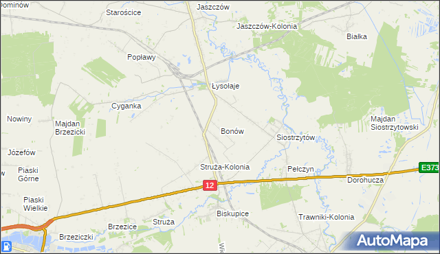 mapa Bonów gmina Trawniki, Bonów gmina Trawniki na mapie Targeo