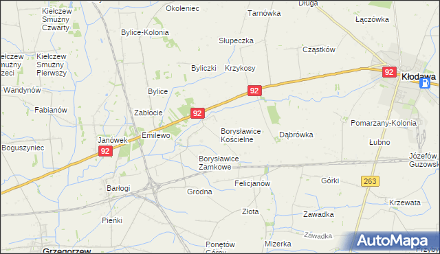 mapa Borysławice Kościelne, Borysławice Kościelne na mapie Targeo