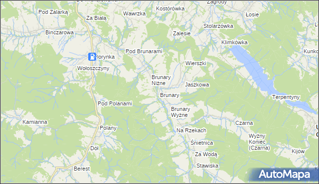 mapa Brunary, Brunary na mapie Targeo