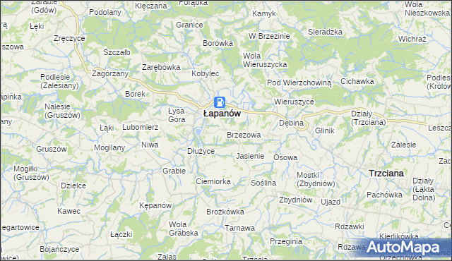 mapa Brzezowa gmina Łapanów, Brzezowa gmina Łapanów na mapie Targeo