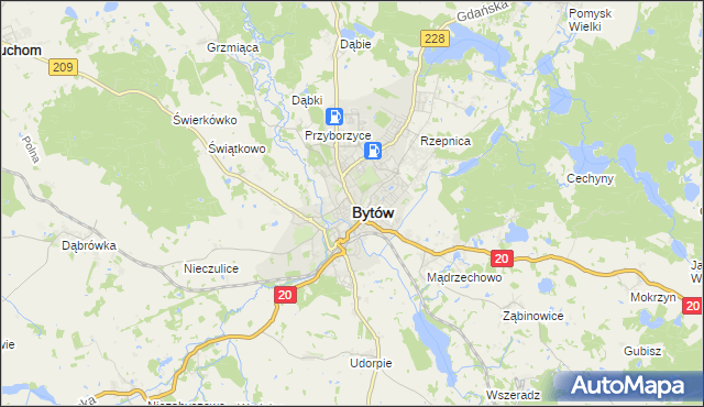 mapa Bytów, Bytów na mapie Targeo