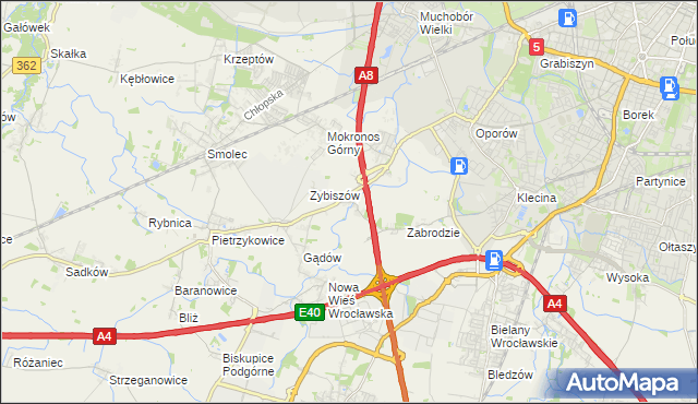 mapa Cesarzowice gmina Kąty Wrocławskie, Cesarzowice gmina Kąty Wrocławskie na mapie Targeo