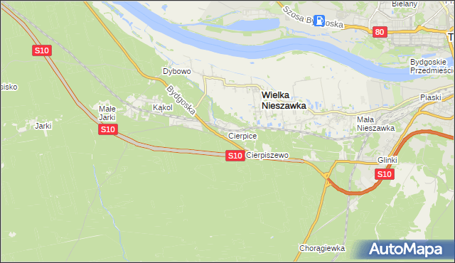 mapa Cierpice gmina Wielka Nieszawka, Cierpice gmina Wielka Nieszawka na mapie Targeo