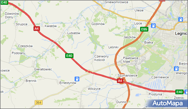 mapa Czerwony Kościół, Czerwony Kościół na mapie Targeo