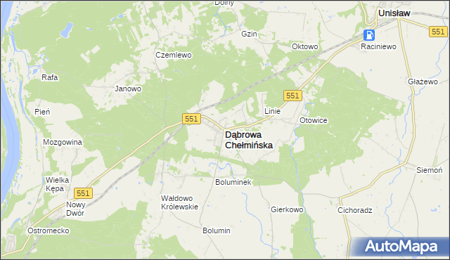 mapa Dąbrowa Chełmińska, Dąbrowa Chełmińska na mapie Targeo