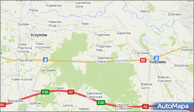 mapa Dąbrowice Stare, Dąbrowice Stare na mapie Targeo