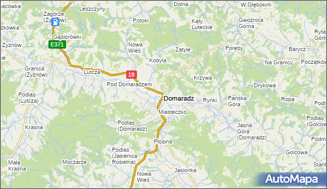 mapa Domaradz powiat brzozowski, Domaradz powiat brzozowski na mapie Targeo