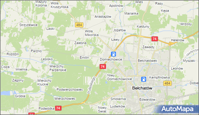 mapa Domiechowice, Domiechowice na mapie Targeo