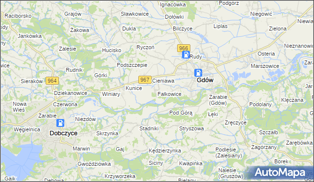 mapa Fałkowice gmina Gdów, Fałkowice gmina Gdów na mapie Targeo