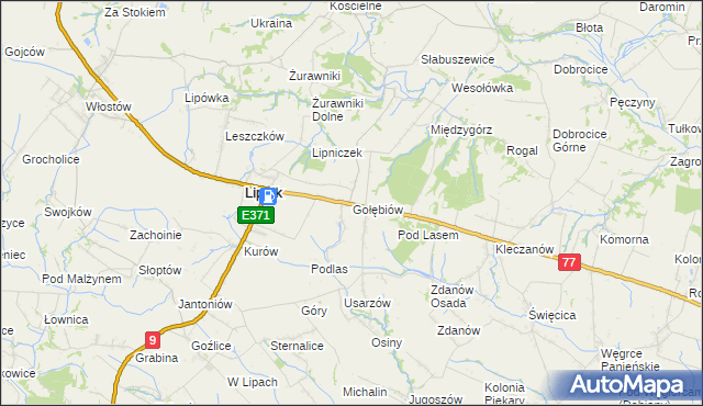 mapa Gołębiów gmina Lipnik, Gołębiów gmina Lipnik na mapie Targeo