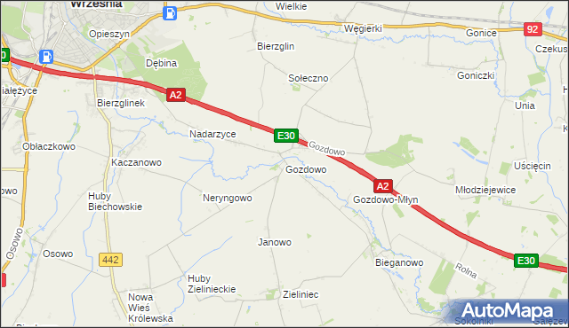 mapa Gozdowo gmina Września, Gozdowo gmina Września na mapie Targeo