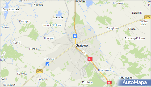 mapa Grajewo, Grajewo na mapie Targeo