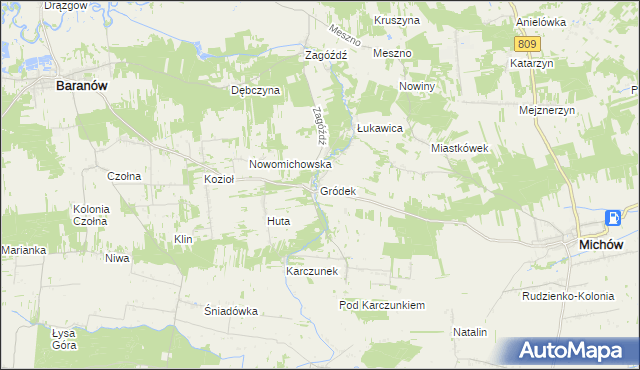 mapa Gródek gmina Baranów, Gródek gmina Baranów na mapie Targeo