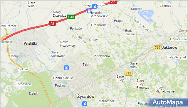 mapa Henryszew, Henryszew na mapie Targeo