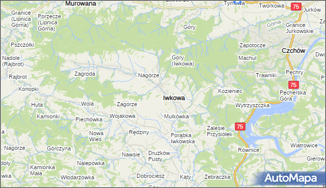 mapa Iwkowa, Iwkowa na mapie Targeo