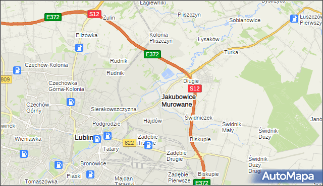 mapa Jakubowice Murowane, Jakubowice Murowane na mapie Targeo