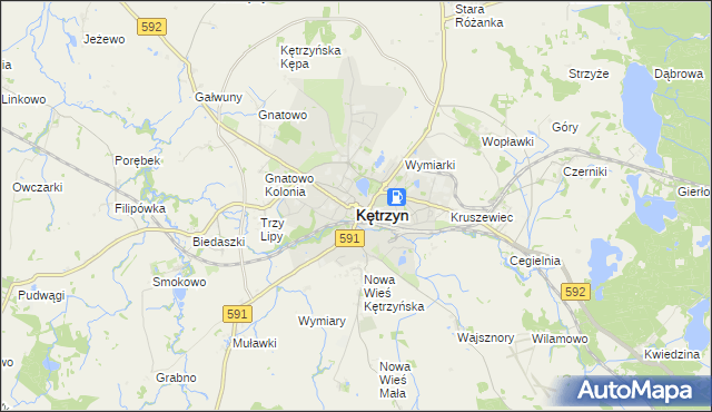 mapa Kętrzyn, Kętrzyn na mapie Targeo