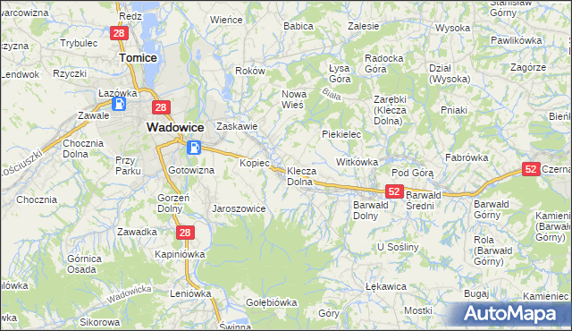 mapa Klecza Dolna, Klecza Dolna na mapie Targeo