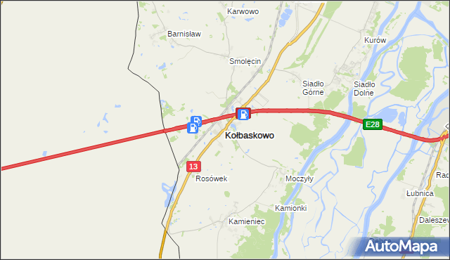 mapa Kołbaskowo, Kołbaskowo na mapie Targeo