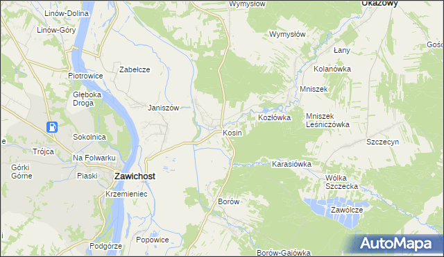 mapa Kosin gmina Annopol, Kosin gmina Annopol na mapie Targeo