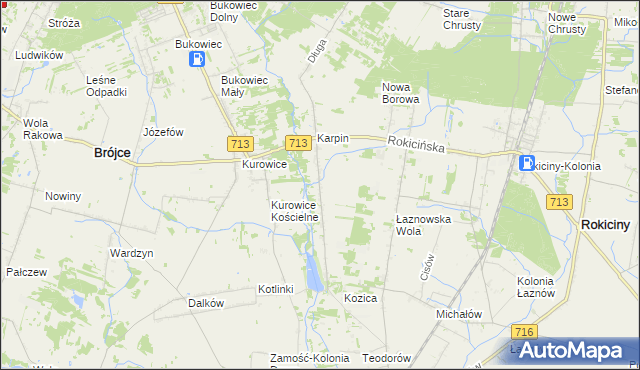 mapa Kotliny gmina Brójce, Kotliny gmina Brójce na mapie Targeo