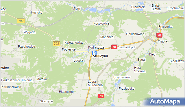 mapa Kroczyce, Kroczyce na mapie Targeo