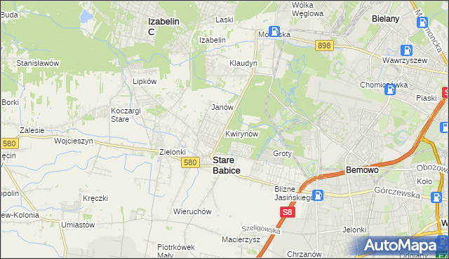 mapa Kwirynów gmina Stare Babice, Kwirynów gmina Stare Babice na mapie Targeo