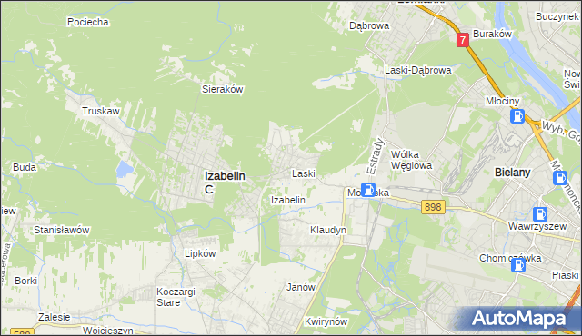 mapa Laski gmina Izabelin, Laski gmina Izabelin na mapie Targeo